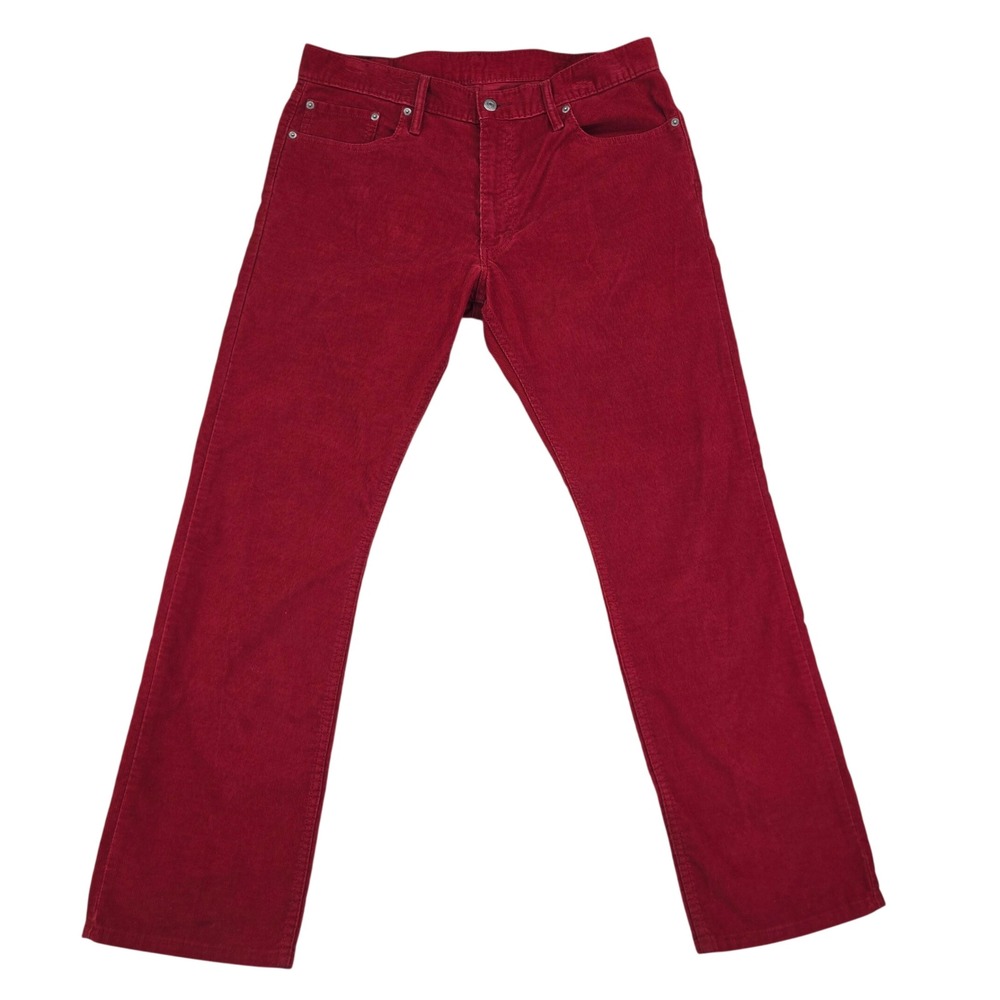 Levis 514 Straight Fit Corduroy Pants Mens 36x32 Red Fine Wale Casual Trousers